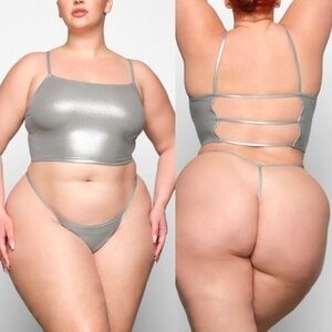Skims Fits Everybody Strappy Back Cami in Silver Size XL NWT